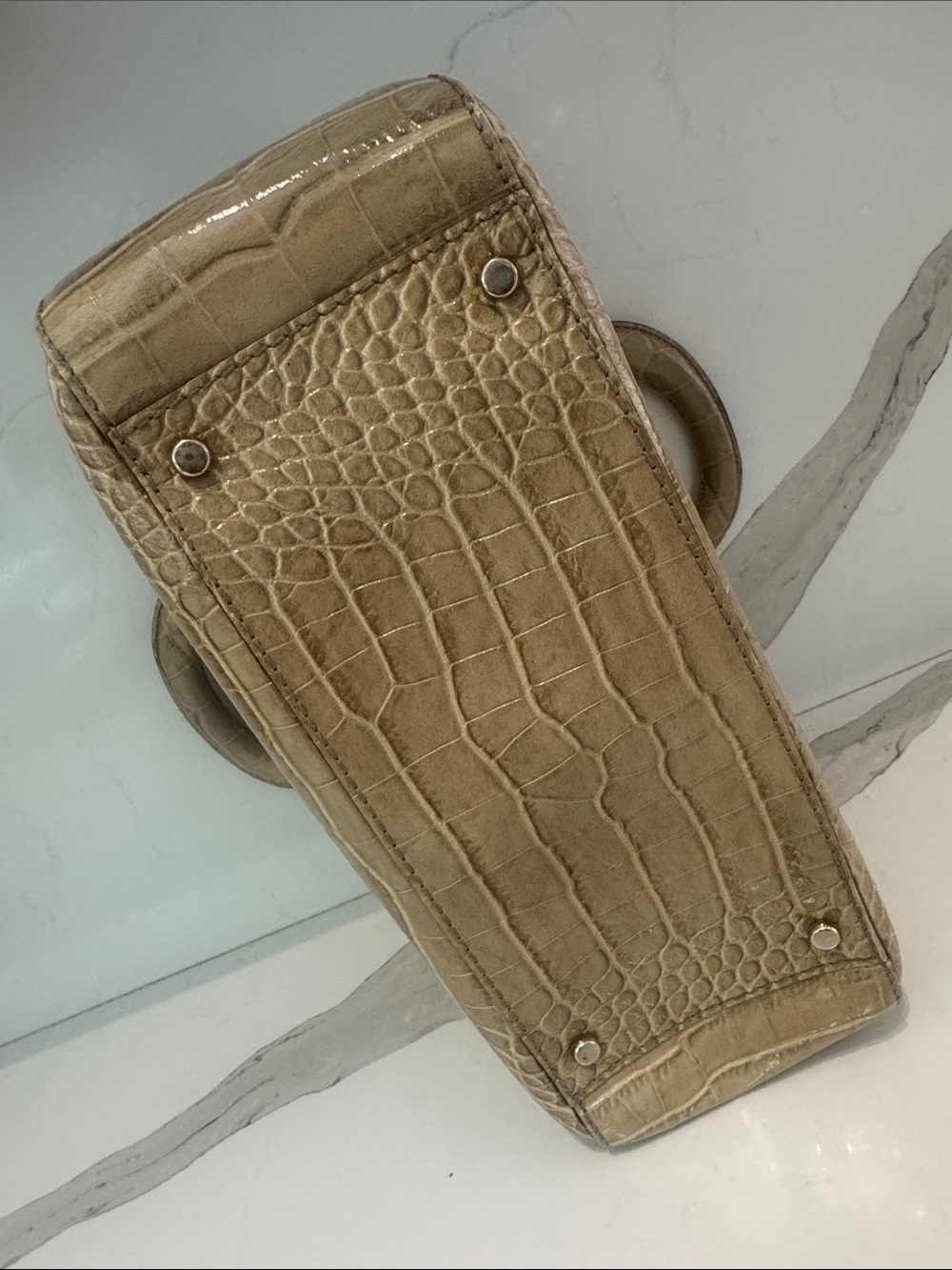 kate spade Beige Croc-Embossed Leather Satchel - Picture 6 of 15